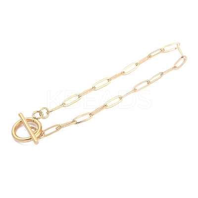 Ion Plating(IP) 304 Stainless Steel Paperclip Chain Bracelets BJEW-O186-02G-1