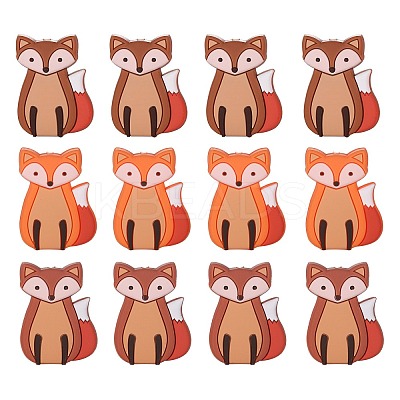12Pcs 3 Colors Cartoon Fox Silicone Focal Beads JX716A-1