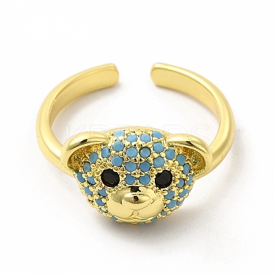 Cubic Zirconia Bear Open Cuff Ring KK-A180-37G-1