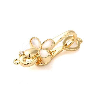 Brass Micro Pave Clear Cubic Zirconia Fold Over Clasps KK-S382-14G-01-1