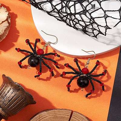 Glass Dangle Earrings EJEW-JE05984-1