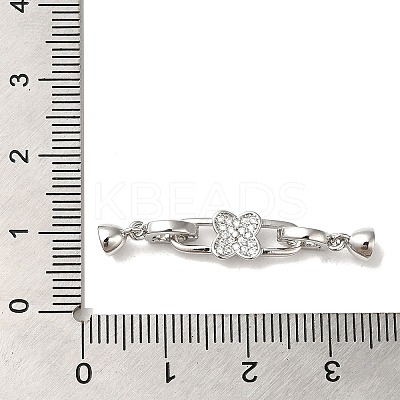 Brass Micro Pave Clear Cubic Zirconia Fold Over Clasps KK-B079-02P-1