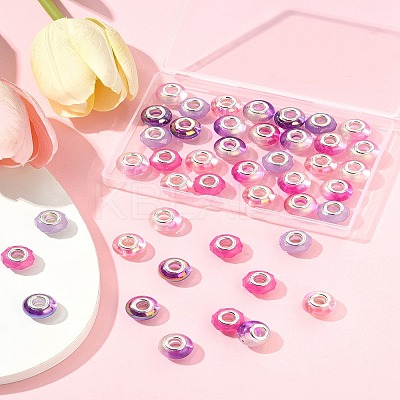 44Pcs 7 Styles UV Plating Resin European Beads RESI-FS0002-03-1