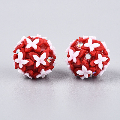 Handmade Polymer Clay Rhinestone and Resin Beads CLAY-T022-01D-1