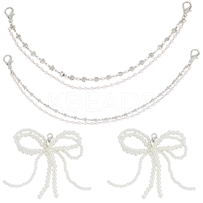 6Pcs 3 Styles Alloy Plastic Pearl Shoe Decoration Chain AJEW-CP0006-50-1