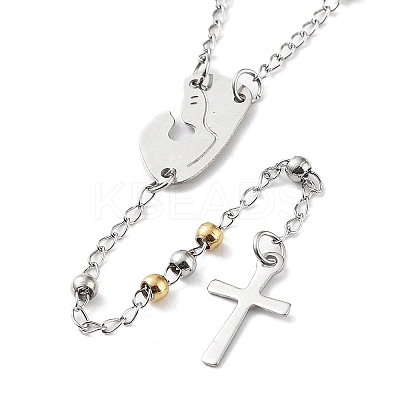 Non-Tarnish 202 Stainless Steel Rosary Bead Necklaces LS-NJEW-D060-01C-GP-1