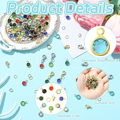 40Pcs 304 Stainless Steel Glass Charms STAS-YW0002-99-1