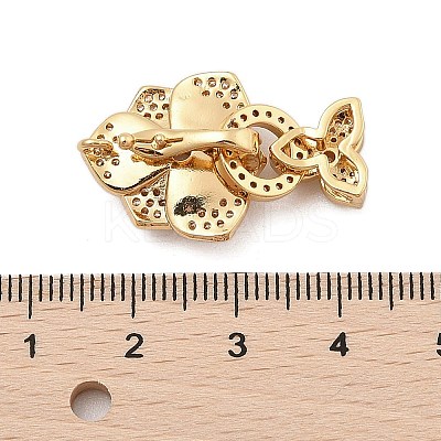 Brass Micro Pave Clear Cubic Zirconia Fold Over Clasps KK-C075-09G-1