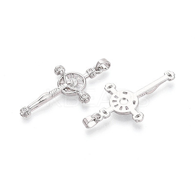 Religion Brass Micro Pave Cubic Zirconia Pendants KK-T073-47P-1