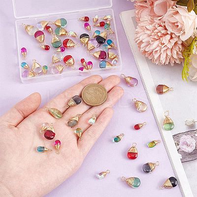 60Pcs 2 Styles Transparent Glass Pendants FIND-AR0005-07-1