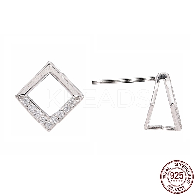 Anti-Tarnish Rhodium Plated 925 Sterling Silver Stud Earring Findings STER-F048-28P-1