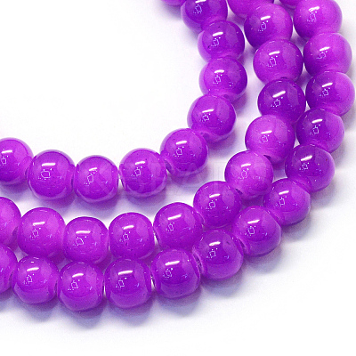 Baking Paint Imitation Jade Glass Round Bead Strands X-DGLA-Q021-4mm-27-1