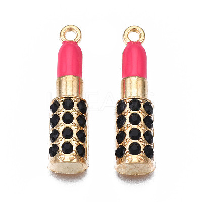 Rack Plating Alloy Enamel Rhinestone Pendants ENAM-T011-117A-1