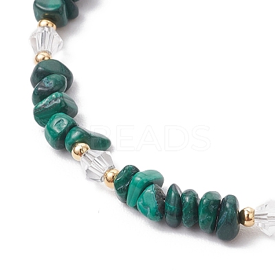 Natural Malachite Chip Beaded Bracelets for Women X-BJEW-JB11742-10-1