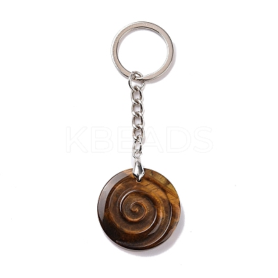 Natural Tiger Eye Vortex Pendant Keychain KEYC-E038-01P-02-1
