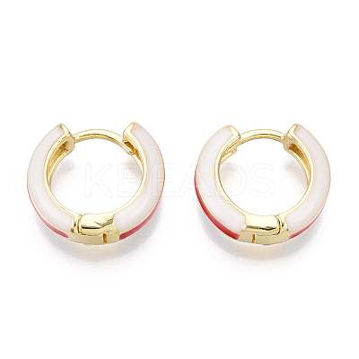 Brass Huggie Hoop Earrings EJEW-S209-07D-1