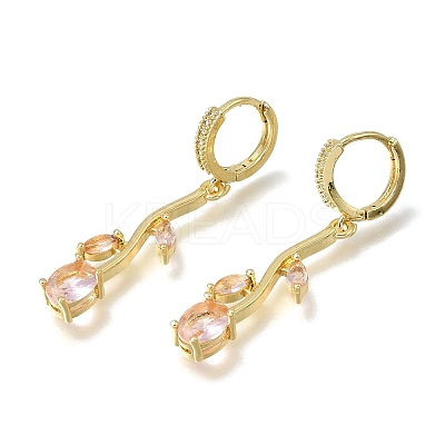 Brass Micro Pave Cubic Zirconia Hoop Earrings CU-CBA108A-14G-06-1