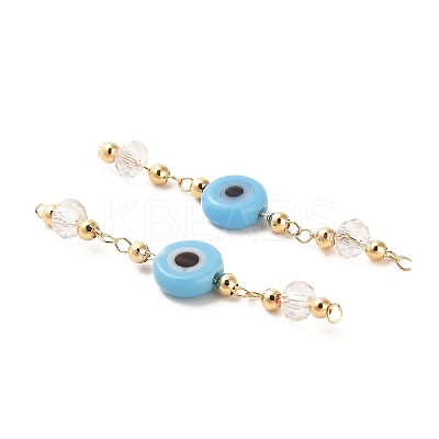 Handmade Evil Eye Lampwork with Glass Handmade Beaded Links Connectors KK-M266-09G-05-1