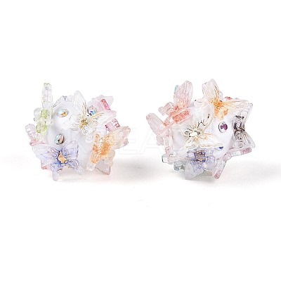 Handmade Polymer Clay Rhinestone Beads with Resin RESI-T060-25-1