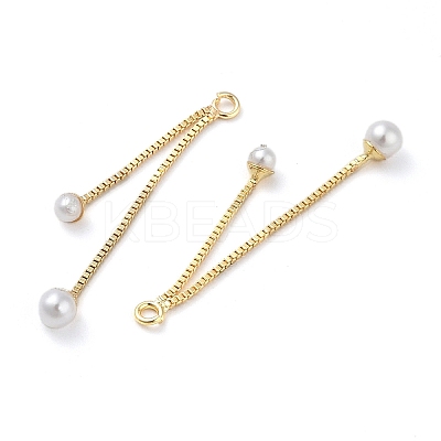 Brass ABS Plastic Pearl Pendants KK-U045-03G-1