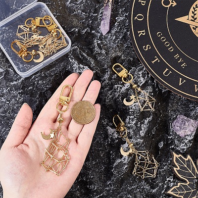 6Pcs Brass Macrame Pouch Empty Stone Holder Pendant Decoration HJEW-PH02188-1