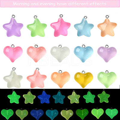 15Pcs 15 Styles Luminous Transparent Resin Pendants RESI-YW0001-79-1