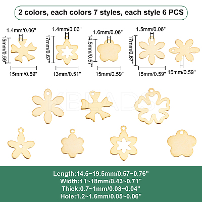 84Pcs 14 Style 201 Stainless Steel Pendant STAS-PH0004-28-1