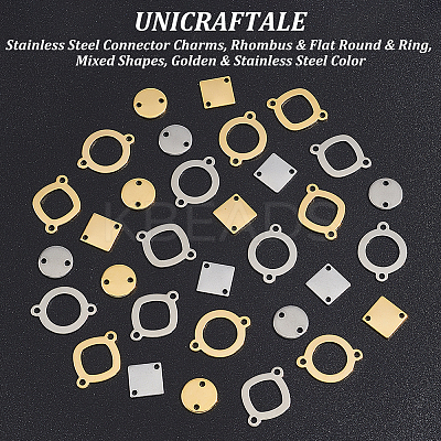 80Pcs 8 Styles 201 Stainless Steel Connector Charms STAS-UN0041-01-1