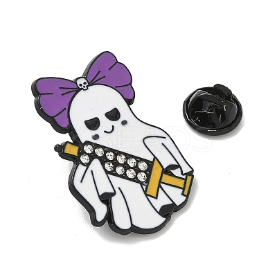 Hallowmas Ghost Enamel Rhinestone Lapel Pin Backs JEWB-K018-34EB-1