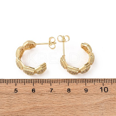 Brass Micro Pave Cubic Zirconia Stud Earrings EJEW-B153-03G-1