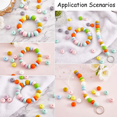 100Pcs Silicone Beads 14mm Silicone Abacus Beads Rubber Beads Large Hole Colored Loose Spacer Beads for DIY Necklace Bracelet Keychain Craft Jewelry Making JX323A-1