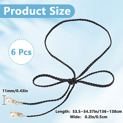 Imitation Leather Braided Chain Belts with Imitation Pearl AJEW-CP0008-67D-1