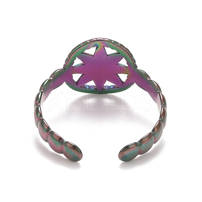 Rainbow Color Ion Plating (IP) 304 Stainless Steel Open Cuff Rings RJEW-A005-27MC-1