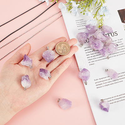 DIY Natural Amethyst Pendant Necklaces Making Kits DIY-SC0012-39P-1
