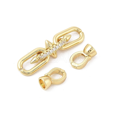 Brass Micro Pave Cubic Zirconia Fold Over Clasps KK-U059-07G-1