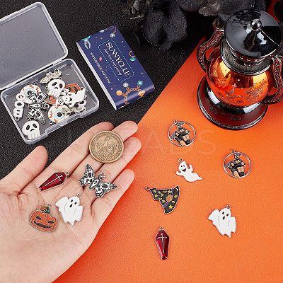 24Pcs 12 Styles Halloween Alloy Enamel Pendant ENAM-SC0003-38-1