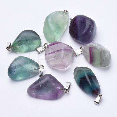 Natural Fluorite Pendants G-S282-14-1