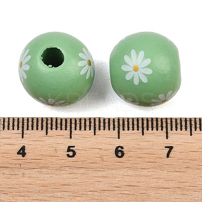 Printed Wood European Beads WOOD-G029-07C-1