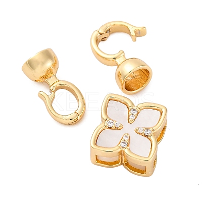 Brass Micro Pave Clear Cubic Zirconia Fold Over Clasps KK-P291-10G-1