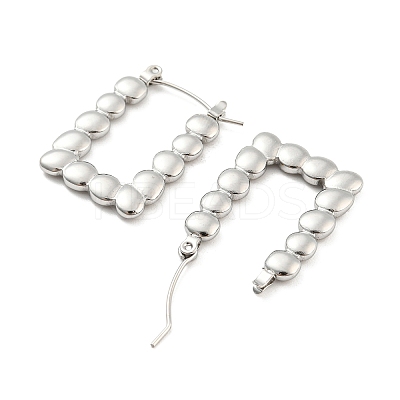 Non-Tarnish Rectangle Bubble 304 Stainless Steel Hoop Earrings for Women EJEW-C067-09P-1