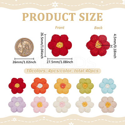 40Pcs 10 Colors Cotton Embroider Thread Sew On Patches PATC-FG0003-37-1
