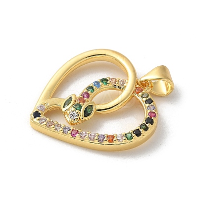 Brass Micro Pave Cubic Zirconia Pendants KK-P292-19G-01-1