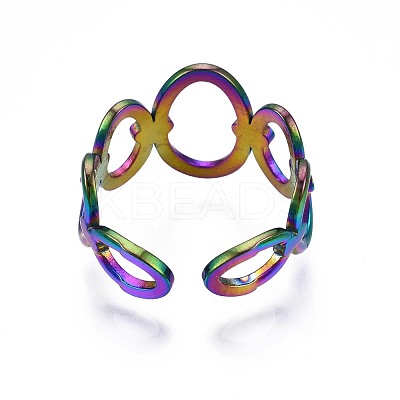 304 Stainless Steel Oval Wrap Cuff Ring RJEW-N038-099-1