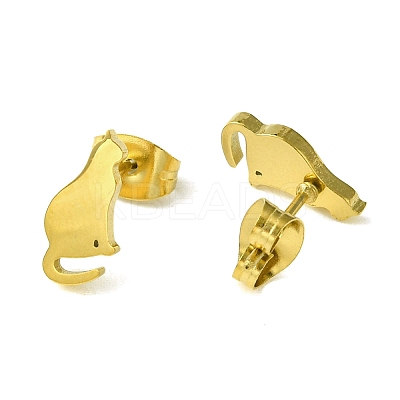 Cute Little Animal Theme 304 Stainless Steel Stud Earrings LS-EJEW-B041-02C-G-1