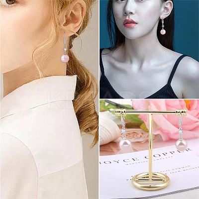 Pearl Earrings with Cubic Zirconia White Freshwater Shell Pearl Dangle Hook Earrings Stud Round Ball Drop Hoop Earrings Brass Jewelry Gift for Women JE1097B-1