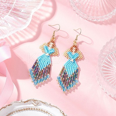 Angel Handmade Glass Seed Beads Dangle Earrings EJEW-MZ00538-01-1