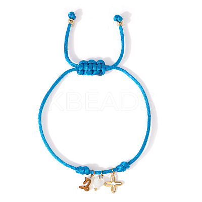 304 Stainless Steel & Brass & Natural Shell Charm Bracelets HP8667-5-1