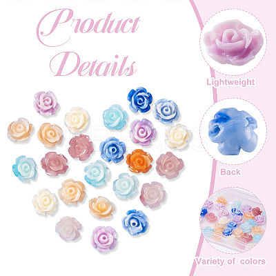 60Pcs 6 Colors Rose Shell Beads BSHE-CW0001-01-1