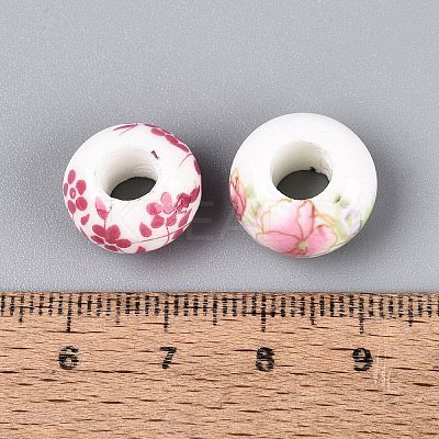 Printed Handmade Porcelain European Beads PORC-Q007-12-1