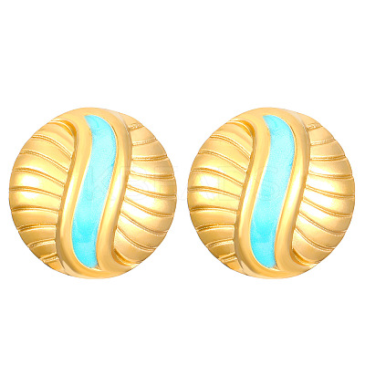 Synthetic Turquoise Stud Earrings FS-WGB9654-01-1